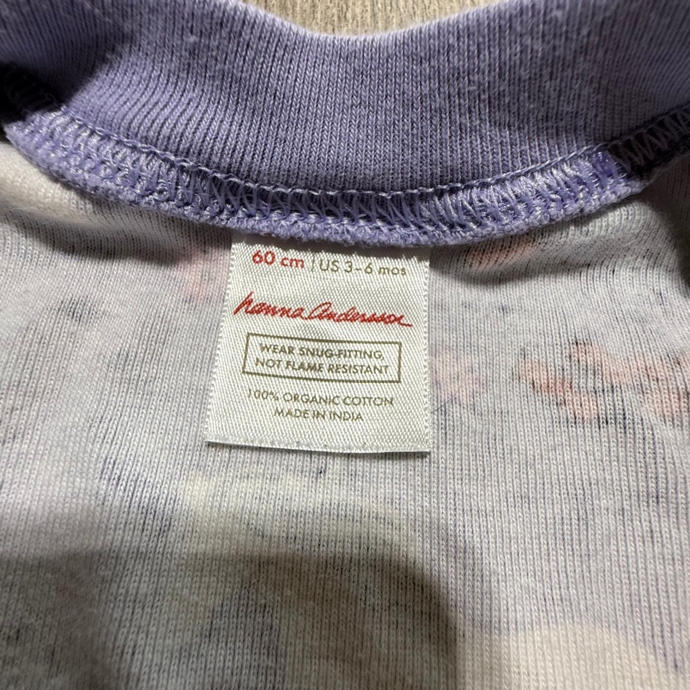 Hanna Andersson Purple Horse Floral Organic Cotton Zip Sleeper 3-6 Months 60cm - Picture 3 of 3